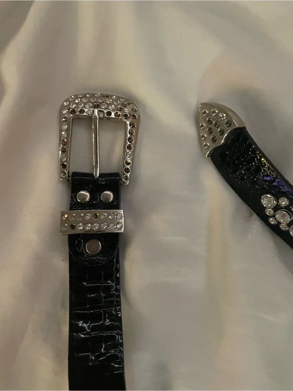 Black Studded Rhinestone Women's Belt